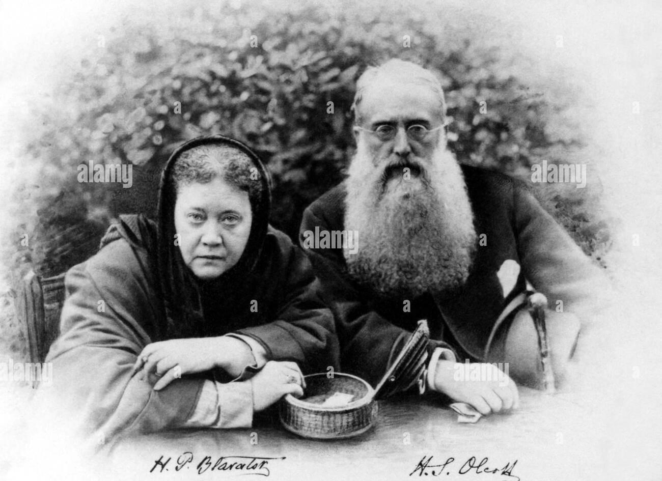 Old black and white photo of Blavatsky and Henry Steel Olcott
