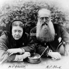 Old black and white photo of Blavatsky and Henry Steel Olcott